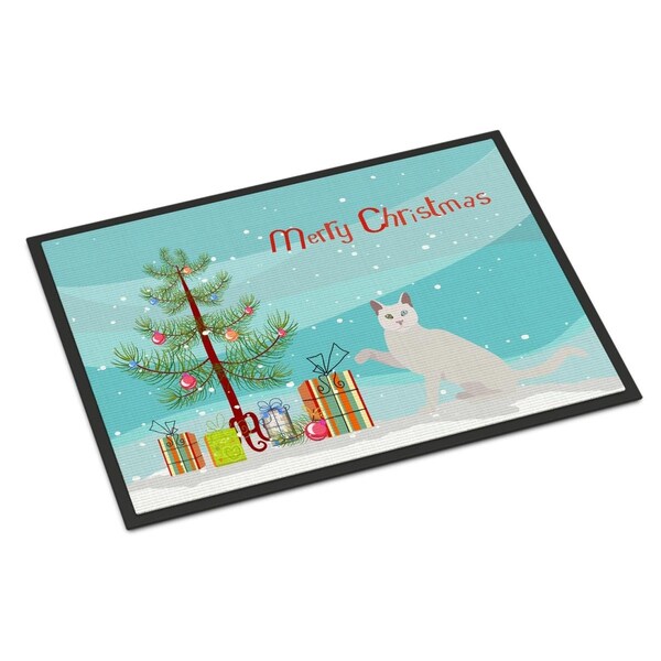 Carolines Treasures 24 x 36 in. Khao Manee Cat Merry Christmas Indoor or Outdoor Mat CK4772JMAT - main